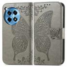 For OnePlus Ace 3 Pro Butterfly Love Flower Embossed Leather Phone Case(Gray) - 2