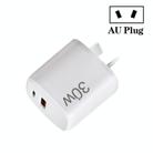 PD30W USB-C / Type-C + QC3.0 USB Dual Port Charger for iPhone 15 / iPad Series, AU Plug(White) - 1