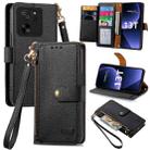 For Xiaomi 13T Love Zipper Lanyard Leather Phone Case(Black) - 1