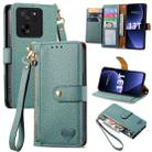 For Xiaomi 13T Love Zipper Lanyard Leather Phone Case(Green) - 1