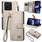 For Xiaomi 13T Love Zipper Lanyard Leather Phone Case(Gray) - 1