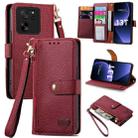For Xiaomi 13T Love Zipper Lanyard Leather Phone Case(Red) - 1