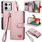 For Xiaomi Redmi Note 13 Pro 5G Love Zipper Lanyard Leather Phone Case(Pink) - 1