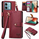 For Xiaomi Redmi Note 13 5G Love Zipper Lanyard Leather Phone Case(Red) - 1