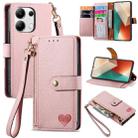 For Xiaomi Redmi Note 13 4G Love Zipper Lanyard Leather Phone Case(Pink) - 1