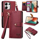 For Xiaomi Redmi Note 13 4G Love Zipper Lanyard Leather Phone Case(Red) - 1