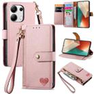 For Xiaomi Redmi Note 13 Pro 4G Love Zipper Lanyard Leather Phone Case(Pink) - 1