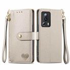 For Xiaomi 13 Lite Love Zipper Lanyard Leather Phone Case(Gray) - 1