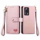 For Xiaomi 13 Lite Love Zipper Lanyard Leather Phone Case(Pink) - 1
