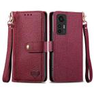 For Xiaomi 12 Lite Love Zipper Lanyard Leather Phone Case(Red) - 1