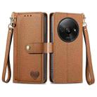 For Xiaomi Redmi A3 4G Love Zipper Lanyard Leather Phone Case(Brown) - 1