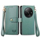For Xiaomi Redmi A3 4G Love Zipper Lanyard Leather Phone Case(Green) - 1