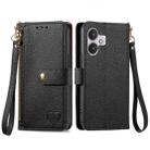 For Xiaomi Redmi 13C 5G Love Zipper Lanyard Leather Phone Case(Black) - 1