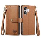 For Xiaomi Redmi 13C 5G Love Zipper Lanyard Leather Phone Case(Brown) - 1