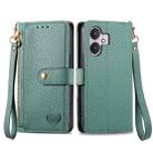 For Xiaomi Redmi 13C 5G Love Zipper Lanyard Leather Phone Case(Green) - 1