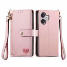 For Xiaomi Redmi 13C 5G Love Zipper Lanyard Leather Phone Case(Pink) - 1