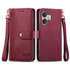 For Xiaomi Redmi 13C 5G Love Zipper Lanyard Leather Phone Case(Red) - 1