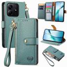 For Xiaomi Redmi Note 14 5G Love Zipper Lanyard Leather Phone Case(Green) - 1