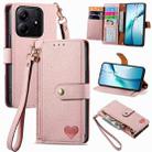 For Xiaomi Redmi Note 14 5G Love Zipper Lanyard Leather Phone Case(Pink) - 1
