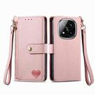 For Xiaomi Redmi Note 14 Pro 5G Love Zipper Lanyard Leather Phone Case(Pink) - 2