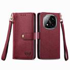 For Xiaomi Redmi Note 14 Pro 5G Love Zipper Lanyard Leather Phone Case(Red) - 2