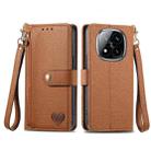 For Xiaomi Redmi Note 14 Pro+ 5G Love Zipper Lanyard Leather Phone Case(Brown) - 2