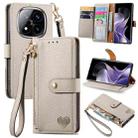 For Xiaomi Redmi Note 14 Pro+ 5G Love Zipper Lanyard Leather Phone Case(Gray) - 1