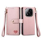 For Xiaomi Redmi Note 14 Pro+ 5G Love Zipper Lanyard Leather Phone Case(Pink) - 2