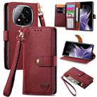 For Xiaomi Redmi Note 14 Pro+ 5G Love Zipper Lanyard Leather Phone Case(Red) - 1