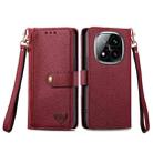 For Xiaomi Redmi Note 14 Pro+ 5G Love Zipper Lanyard Leather Phone Case(Red) - 2