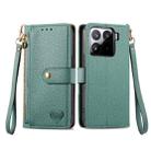 For Xiaomi 15 Love Zipper Lanyard Leather Phone Case(Green) - 2