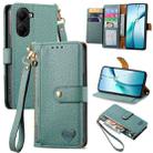 For Xiaomi Poco X7 Pro Love Zipper Lanyard Leather Phone Case(Green) - 1