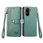 For Xiaomi Poco X7 Pro Love Zipper Lanyard Leather Phone Case(Green) - 2