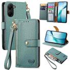 For Redmi Turbo 4 Love Zipper Lanyard Leather Phone Case(Green) - 1