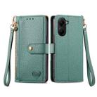For Redmi Turbo 4 Love Zipper Lanyard Leather Phone Case(Green) - 2