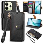 For Redmi Note 14 4G 163.25mm Love Zipper Lanyard Leather Phone Case(Black) - 1