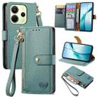 For Redmi Note 14 4G 163.25mm Love Zipper Lanyard Leather Phone Case(Green) - 1