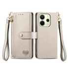 For Redmi Note 14 4G 164.84mm Love Zipper Lanyard Leather Phone Case(Gray) - 2