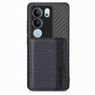 For vivo S17 Pro Carbon Fiber Magnetic Card Bag Phone Case(Black) - 1