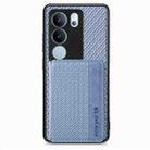 For vivo S17 Pro Carbon Fiber Magnetic Card Bag Phone Case(Blue) - 1