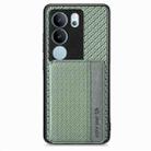 For vivo S17 Pro Carbon Fiber Magnetic Card Bag Phone Case(Green) - 1