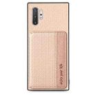 For Samsung Galaxy Note10+ Carbon Fiber Magnetic Card Bag Phone Case(Khaki) - 1