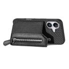 For iPhone 16 Plus Carbon Fiber Horizontal Flip Zipper Wallet Phone Case(Black) - 3