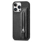 For iPhone 16 Pro Max Carbon Fiber Horizontal Flip Zipper Wallet Phone Case(Black) - 2