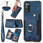 For Samsung Galaxy Note20 Retro Skin-feel Ring multi-card Wallet Phone Case(Blue) - 1