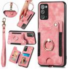 For Samsung Galaxy Note20  Ultra Retro Skin-feel Ring multi-card Wallet Phone Case(Pink) - 1