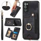 For Samsung Galaxy Note20  Ultra Retro Skin-feel Ring Multi-card Wallet Phone Case(Black) - 1