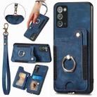 For Samsung Galaxy Note20  Ultra Retro Skin-feel Ring multi-card Wallet Phone Case(Blue) - 1