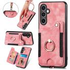 For Samsung Galaxy S23 FE 5G Retro Skin-feel Ring Multi-card Wallet Phone Case(Pink) - 1