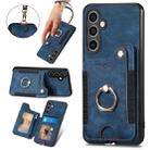 For Samsung Galaxy S23 FE 5G Retro Skin-feel Ring multi-card Wallet Phone Case(Blue) - 1